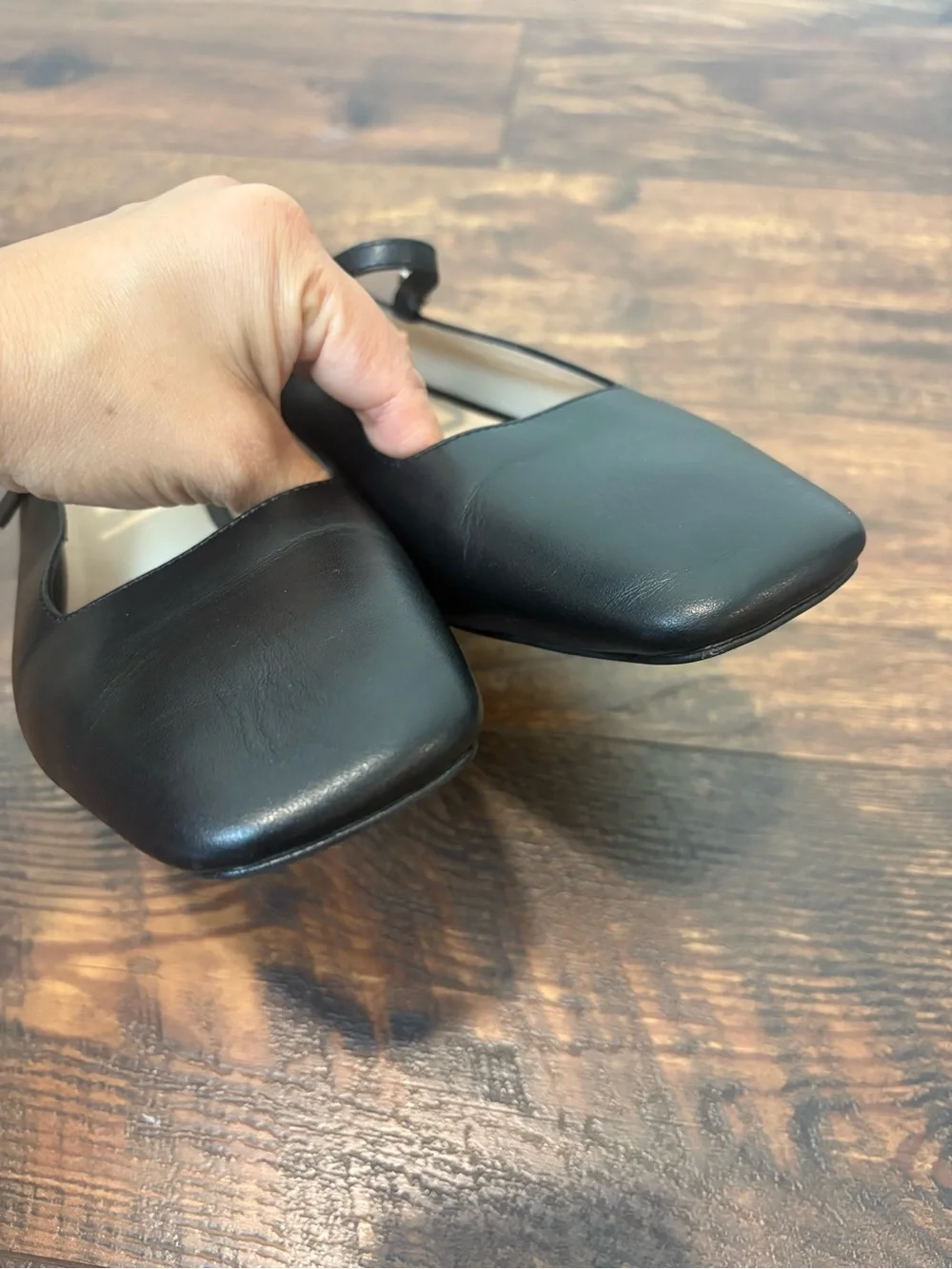 Lookie Atelier Mary Jane Flats Square Toe Black Leather Size 37